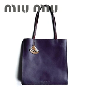 MIU MIU Leather Tote Bag Deep Purple Made in Italy from Japan - Picture 1 of 24