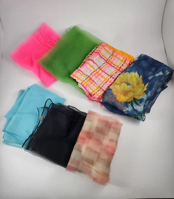 Bufanda de Gasa Transparente de Nailon de Colección Colores Arco Iris Envoltura para la Cabeza Floral Abuela Hada Cantidad 7 Foto 1 de 4