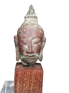 Thai Buddhist Ayutthaya 13-16thc Copper bronze Buddha head - Picture 1 of 10