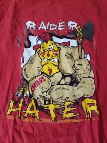 Vintage RARE Hanes Red Kansas City Chiefs Raider Hater Tee Men's Size Medium Cover