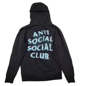 Anti Social Social Club Men's Cold Sweats Pullover Hoodie Sz Medium Black Blue - Picture 1 of 9