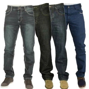 ETO Mens Straight Leg Jeans Basic Casual Work Denim Regular Fadded Trousers - Picture 1 of 10