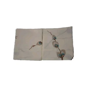 2 Yellow Pillowcases W/Teal  Flower Buds On Stems.  20 X 28 Standard/queen - Picture 1 of 7