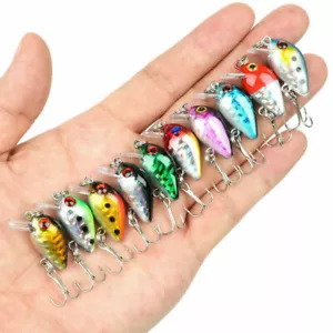 10Packs Minnow Fishing Lures Bass Crankbait Hooks Tackle Crank Baits Fishing Set - Picture 1 of 11