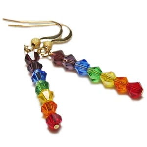 Gold Filled Swarovsky Crystal Bead Chakra Earrings By SoniaMcD - Picture 1 of 6