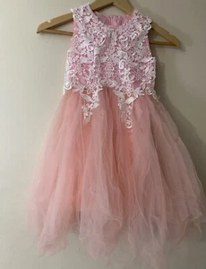 Pink Flower girl dress 4-5 Years 95% Cotton Birthday & Party - Pink - Picture 1 of 6