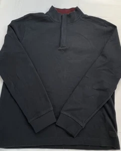 Hugo Boss Mens Navy Blue Quarter Zip Long Sleeve collared Sweater Size Large - Picture 1 of 8