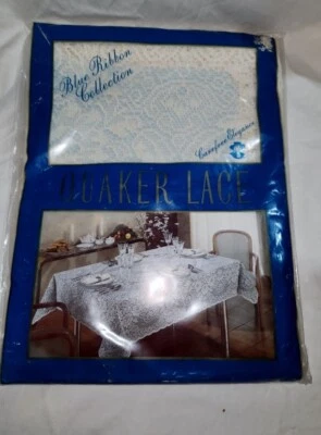 Mantel Oblongo Colección Cinta Azul Encaje Cuáquero 54x70" Belleza Americana De Colección Foto 1 de 4