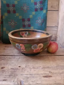 Lovely Arts And Crafts Turned Wood Painted Fruit Bowl Treen - Picture 1 of 8