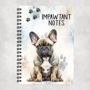 Impawtant Notes French Bulldog A5 Spiral Bound Notebook 60 Lined pages, Dog - Picture 1 of 2