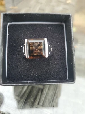 Marcel Drucker Womens White Gold Rhodium Finish Sz 8 Designer Ring Topaz Diamond - Image 1 of 4