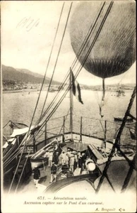 CAPTIVE Air BALLOON, Naval Aerostation, Captive Ascension on Deck of Battleship - Picture 1 of 2