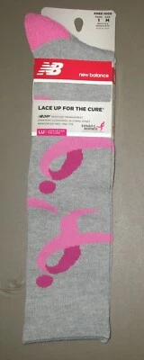 NEW BALANCE~MEDIANO~Unisex Gris y Rosa CON CORDONES PARA LA CURA Calcetines hasta la rodilla Foto 1 de 4