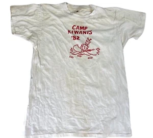 Vtg RETRO 80s T Shirt FOTL Camp Kiwanis '82 XL Cotton Poly Red/White Grunge - Picture 1 of 7
