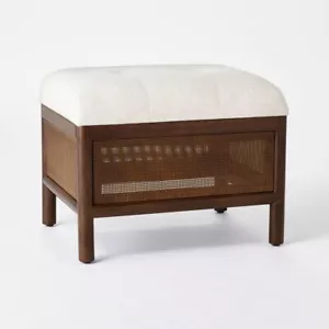 Threshold designed w/Studio McGee Ottoman Cane Base Bedroom Walnut Cream - Picture 1 of 5