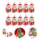 10 Christmas Gift Boxes w/ Ribbon Xmas Santa Treat Storage Clear Candy Boxes
