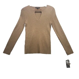 NWT INC International Concepts Gold Womens Cutout Knit Sweater Size P/L - Picture 1 of 7