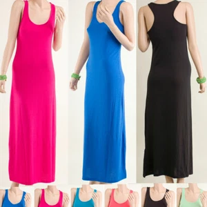 Maxi Vestido Largo Completo Básico Tanque Mezcla de Polietileno Racerback - Imagen 1 de 21