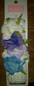 New nwt tcp The Childrens Place blue purple roses rose stretchy headband floral - Picture 1 of 1