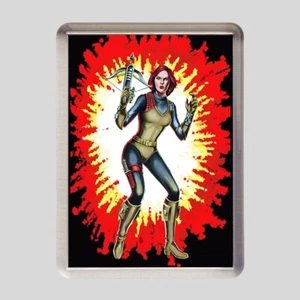 SCARLETT CARD ART 50 mm x 35 mm magnete acrilico frigorifero GI Joe vero eroe americano - Foto 1 di 2