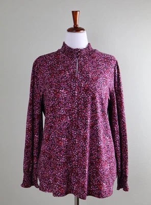 J.JILL NUEVO CON ETIQUETAS $69 Top Floral Cuello Simulado Cerradura Manga Globo Talla 2X Foto 1 de 4