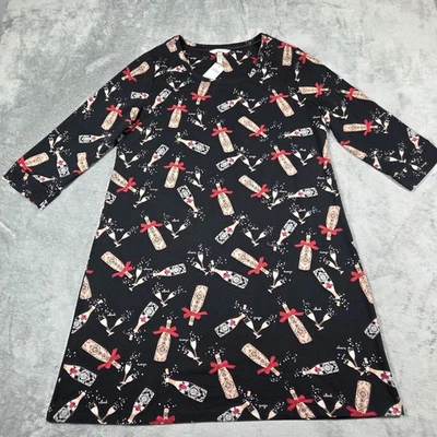 Soma Sleepshirt Womens Large Black Embraceable Cheers to Us Pajamas NEW READ - Image 1 of 4