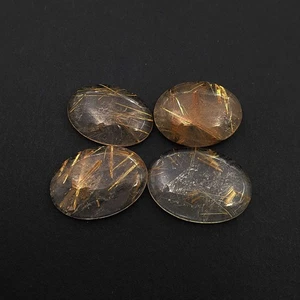 Natural Golden Rutile Quartz Oval Cabochon 19*27-22*31 MM 123 CT 4 Pcs - Picture 1 of 3