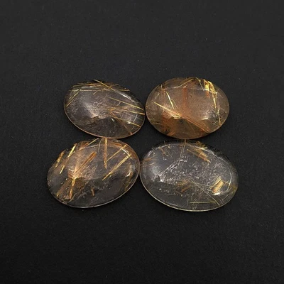 Natural Golden Rutile Quartz Oval Cabochon 19*27-22*31 MM 123 CT 4 Pcs - Image 1 of 3