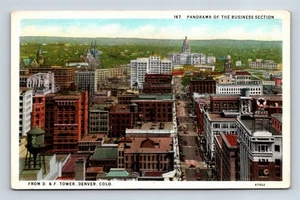 The Business Section From D & F Tower Denver Colorado White Border Postcard - Picture 1 of 2