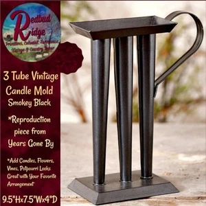 Vintage Style Reproduction 3 Tube Candle Mold Smokey Black - Picture 1 of 2