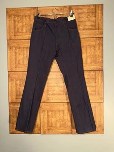 NWT Men’s Vintage 60s Double Knit Polyester Denim Look Bold Red Stitch Pants - Picture 1 of 14