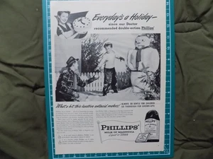 1946 PRINT AD PHILLIPS MILK OF MAGNESIA EVERY DAY IS A HOLIDAY SNOWMAN KIDS - Picture 1 of 1