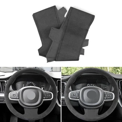 Черный замшевый кожаный чехол отделка для рулевого колеса для Volvo XC60 2018 2019 2020 2021 - Изображение 1 из 4