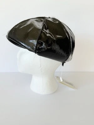 Giorgio Armani Newsboy Cap Beret Hat Size 59 Rabbit Fur Patent Leather NWT $915 - Image 1 of 4