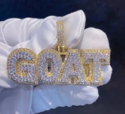 Кулон из настоящего муассанита круглой огранки 3,20 карата с покрытием из желтого золота 14 карат - Изображение 1 из 4