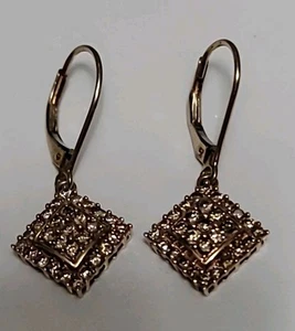 10k Rose Gold & MOISSANITE Dangle Drop Earrings - Picture 1 of 13