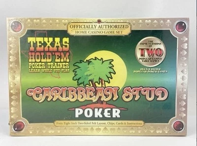 Texas Hold 'Em Caribbean Stud Poker Home Casino Party Card Game Set Sealed New - Image 1 of 4