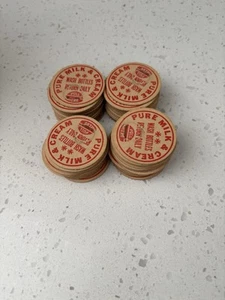Vintage Generic Pure Milk And Cream Milk Bottle Caps, Lot of 60+ Red & White NOS - Picture 1 of 7