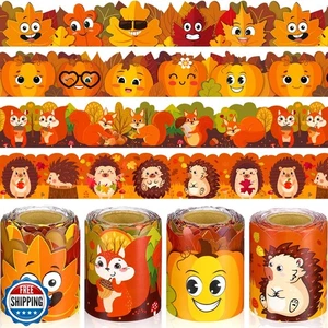 4 Rolls 131 ft Fall Bulletin Board Borders Autumn Classroom Decoration Cute F - Picture 1 of 5