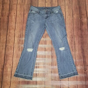 Dear John Jeans Womens 25 Blue Karlie Cropped Flare Low Rise Distressed - Picture 1 of 12
