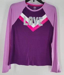 Athletic Works LS Active Tee T-Shirt XXL 18 "LOVE"  reverse sequins NEW - Picture 1 of 2