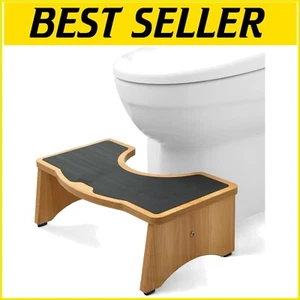 Sturdy Extra Large Wooden Toilet Stool - Anti-Slip Bathroom Step for All Ages - Picture 1 of 8