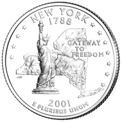 NEW YORK  2001  State Quarter 25c Brilliant Uncirculated  " D " Mint   NY - Image 1 of 3