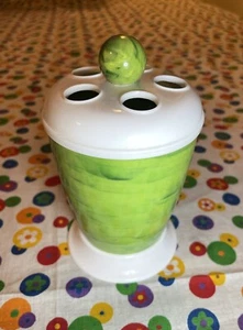 Portaspazzolino in plastica vintage marmo verde - Foto 1 di 8