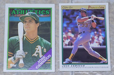 (2) JOSE CANSECO Baseball Cards 1988 Topps #370, 1991 OPC #18 [OAKLAND A's]