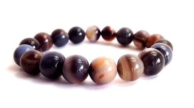 Herren Damen Mehrfarbig Achat Natürlicher Edelstein Perle Schmuck Stretcharmband - Bild 1 von 3