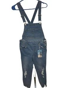 Highway Jeans Distressed Denim Jeans Bib Overalls Women's Junior Size 7/8 New - Picture 1 of 6