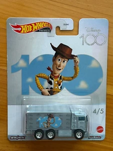 HOT WHEELS PREMIUM DISNEY 100 TOY STORY WOODY HIWAY HAULER DELIVERY TRUCK Silver - Picture 1 of 3