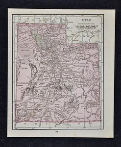 1917 McNally Map Utah Salt Lake City Provo Ogden Moab Logan Brigham Nephi Payson - Picture 1 of 1