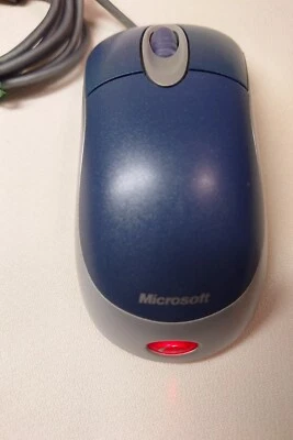 Microsoft Optical Mouse Blue Wired USB PS2 Compatible Optical Clean works TESTED - Image 1 of 4